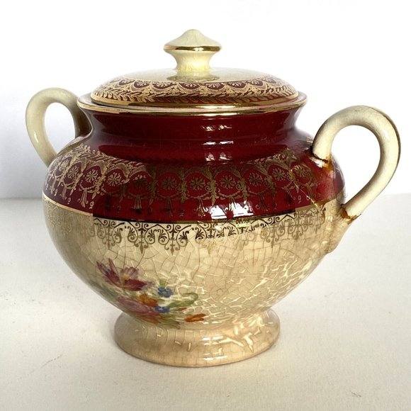 Steubenville Creamer Sugar No1259 Vintage 22-Karat Gold 1930s Floral Design US - Picture 11 of 16